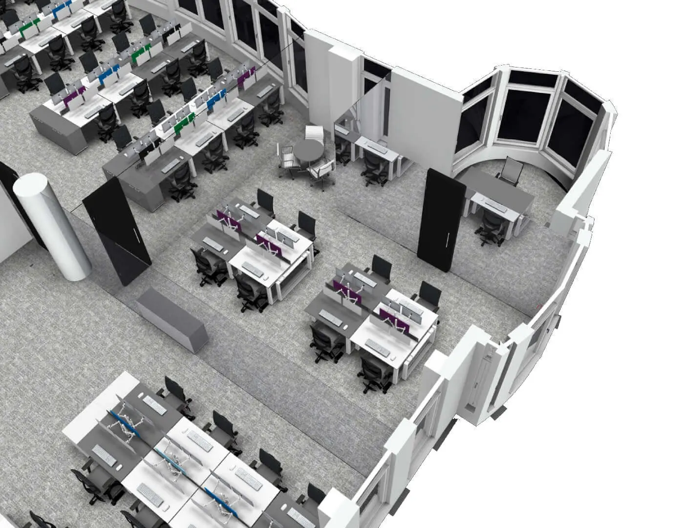 Large-office-space-plan-and-3D-visuals-1