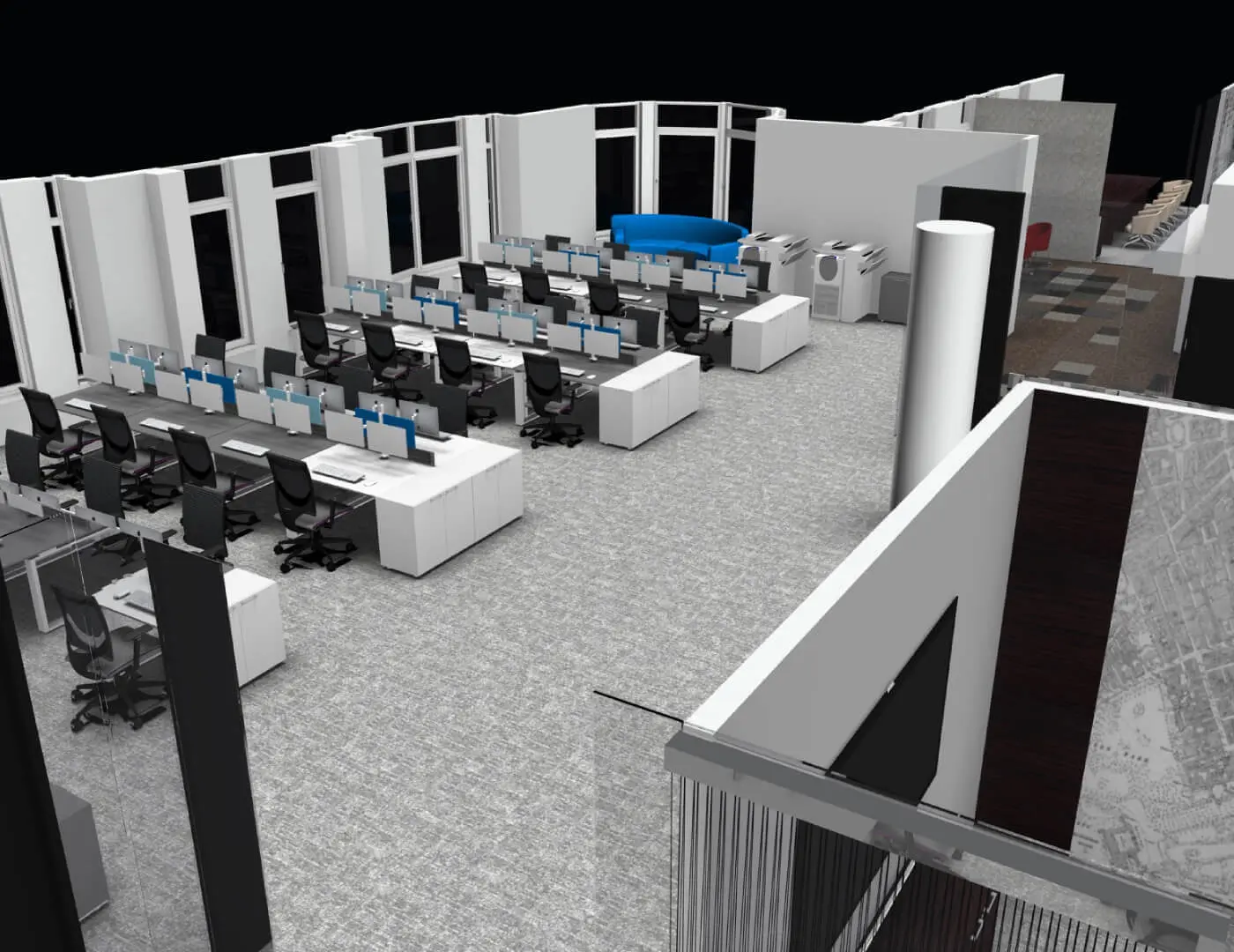 Large-office-space-plan-and-3D-visuals-2