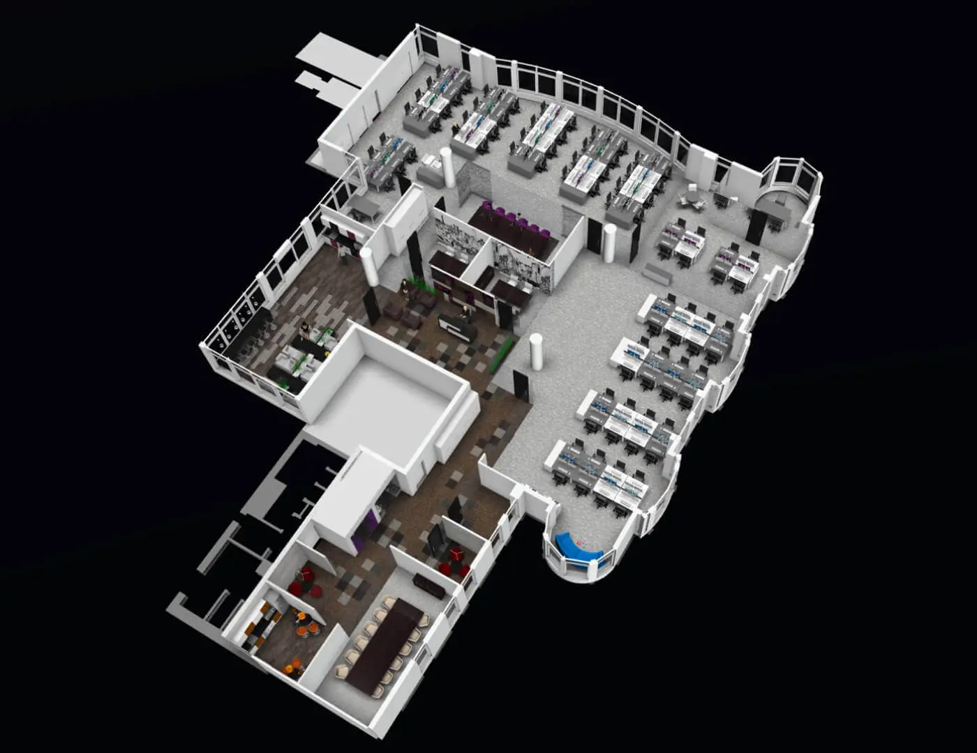 Large-office-space-plan-and-3D-visuals-6