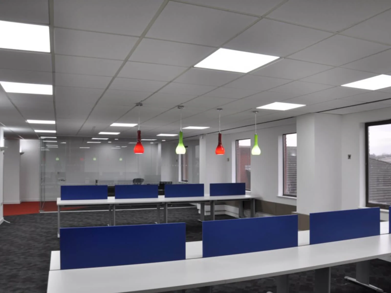 Office-space-with-suspended-grid-ceiling