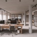 Small office design with smart space-saving furniture and modern layout